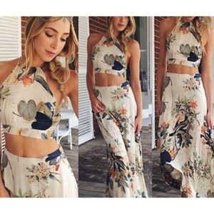 Boho 2-piece Crop Top and Maxi Skirt Combo